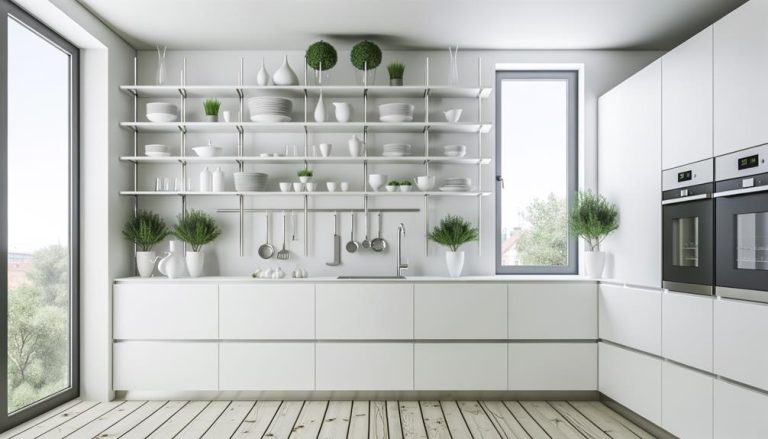White Kitchen With Black Floating Shelves Ideas - Colorado Moms