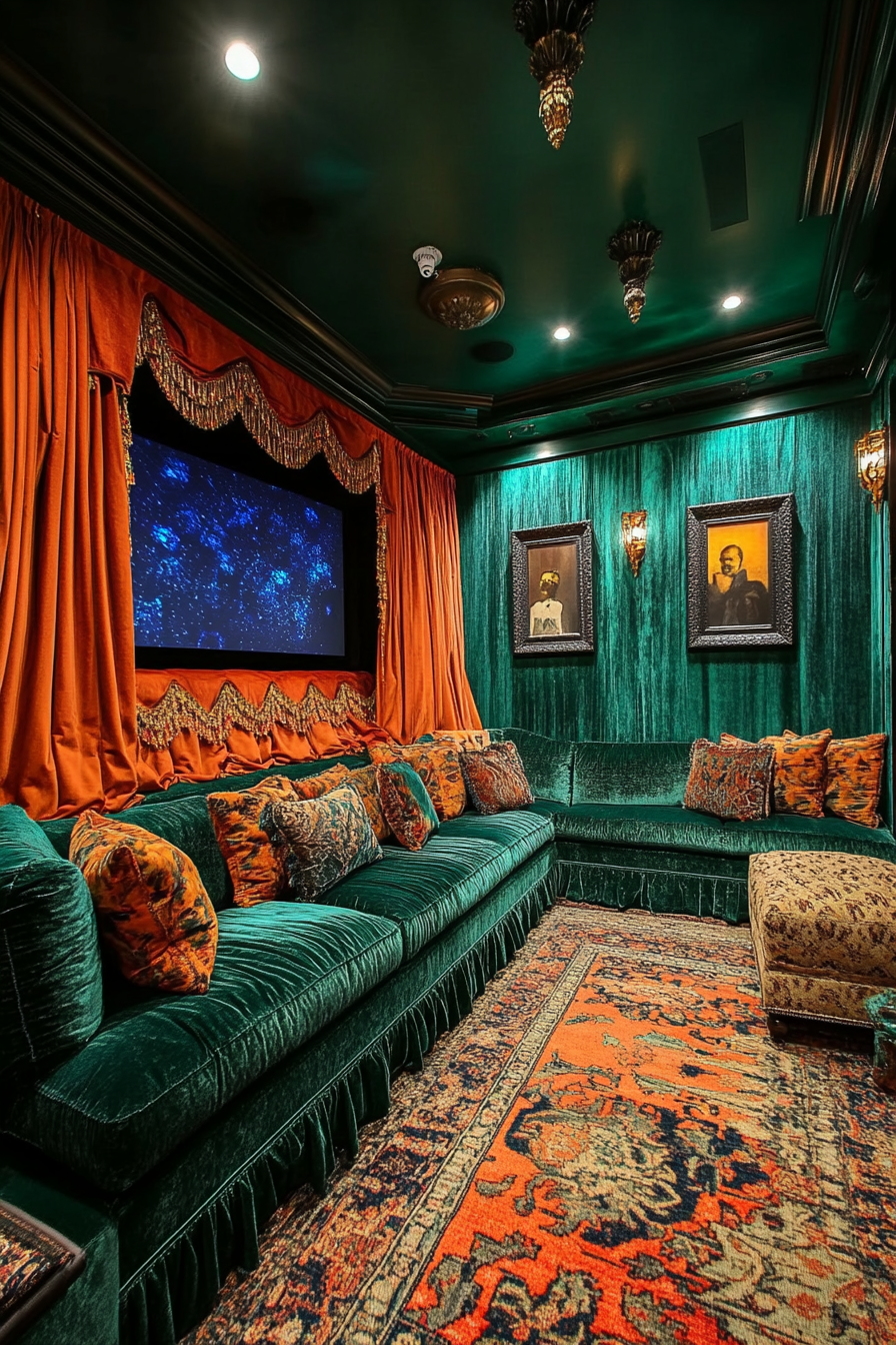 Color Schemes For A Cozy Cinematic Experience Small Theatre Room Ideas ...