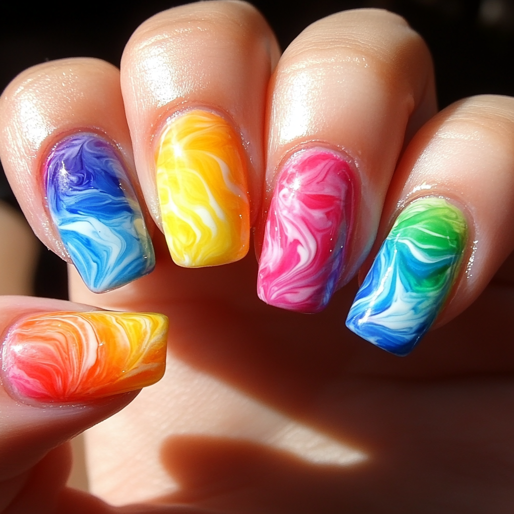 multi colored nails summer