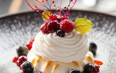 Pavlova Topped with Whipped Cream and Berries: A Light and Elegant Delight