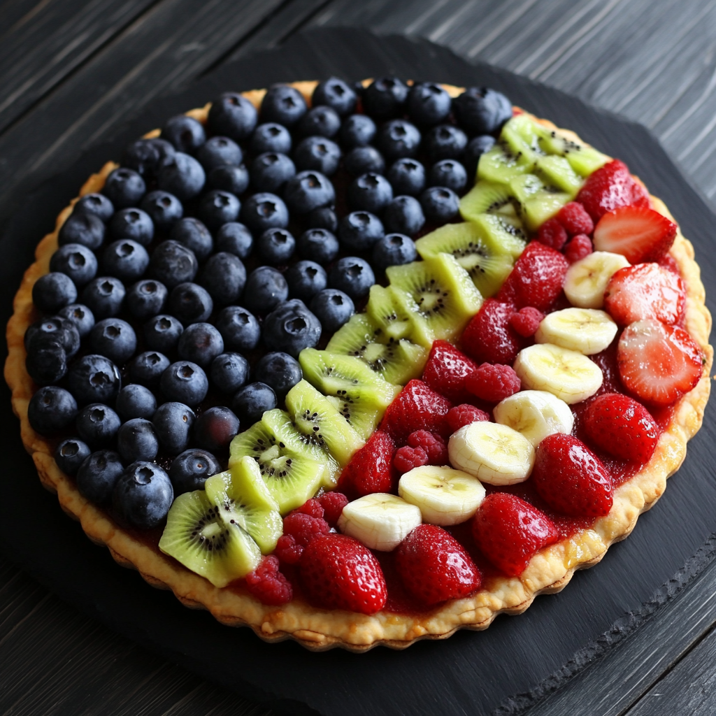 flag inspired fruit pizza